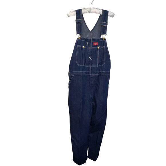 Dickies Carpenter Bib Overalls Size 40X30 Blue Medium Wash Denim Jeans 83294NB
